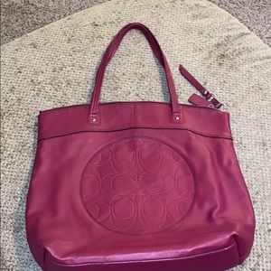 Cranberry/burgundy Coach Tote
